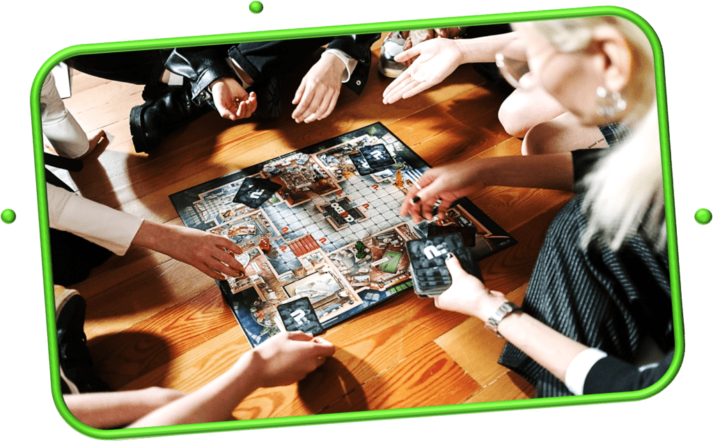 Family playing board games
