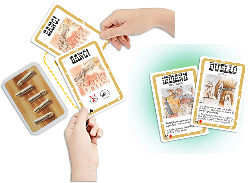 Duel And Indian Card, Hands Discarding Bang Cards